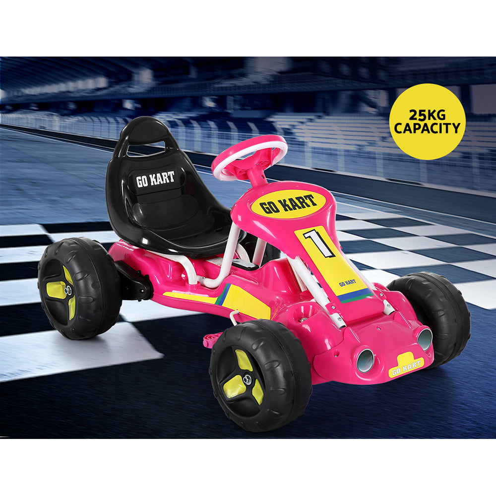 Rigo Kids Pedal Go Kart Ride On Toys Racing Car Plastic Tyre Pink RIGO