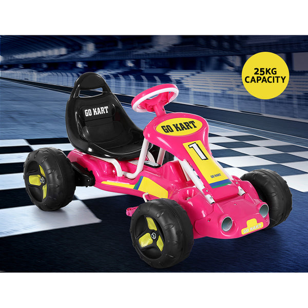 Rigo Kids Pedal Go Kart Ride On Toys Racing Car Plastic Tyre Pink RIGO