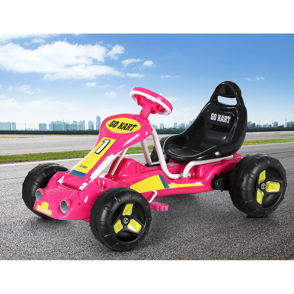 Rigo Kids Pedal Go Kart Ride On Toys Racing Car Plastic Tyre Pink RIGO