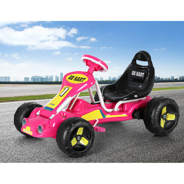 Rigo Kids Pedal Go Kart Ride On Toys Racing Car Plastic Tyre Pink RIGO