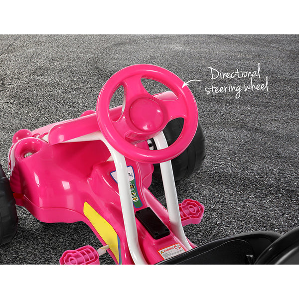 Rigo Kids Pedal Go Kart Ride On Toys Racing Car Plastic Tyre Pink RIGO