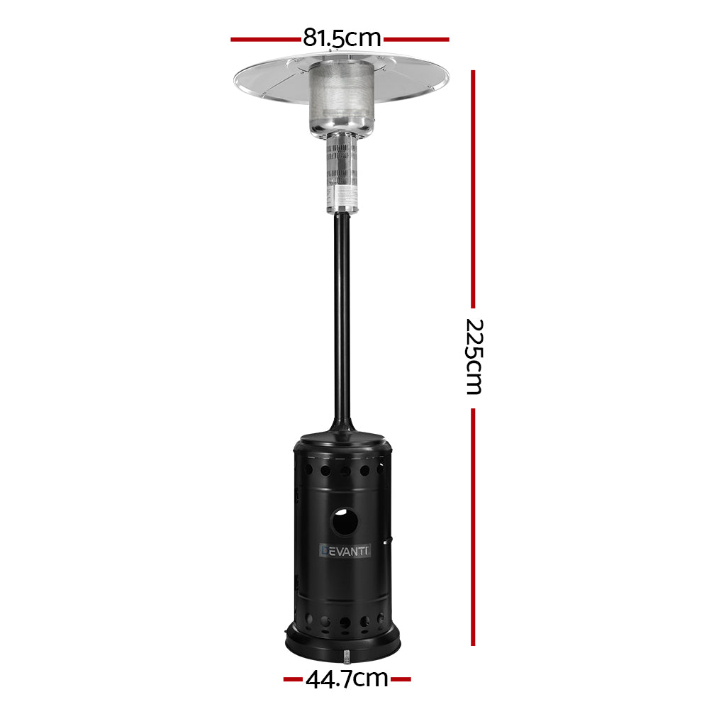 Devanti Portable Gas Patio Heater - Black and Silver Devanti