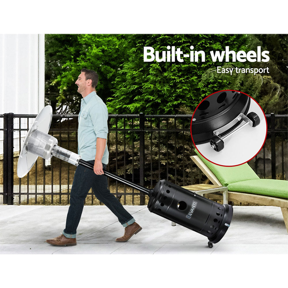 Devanti Portable Gas Patio Heater - Black and Silver Devanti