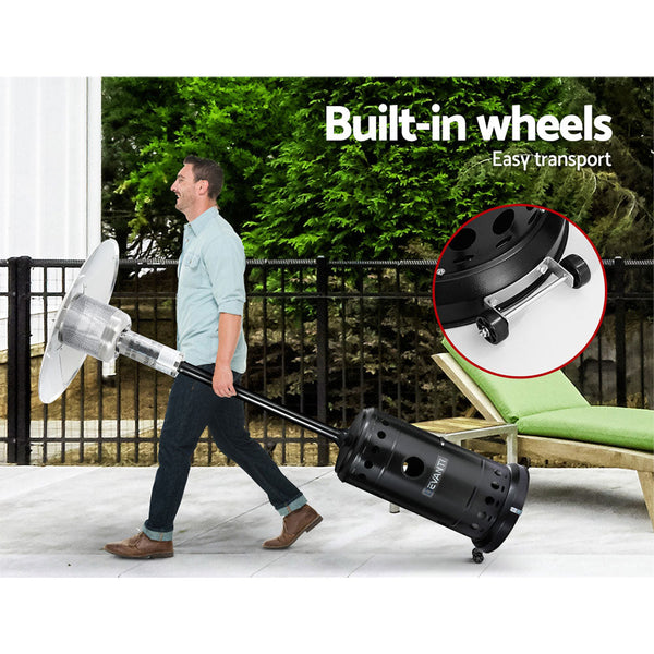 Devanti Portable Gas Patio Heater - Black and Silver Devanti