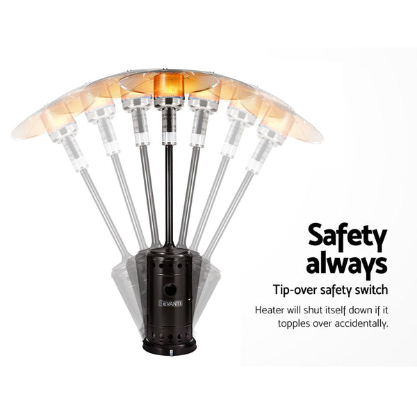 Devanti Portable Gas Patio Heater - Black and Silver Devanti