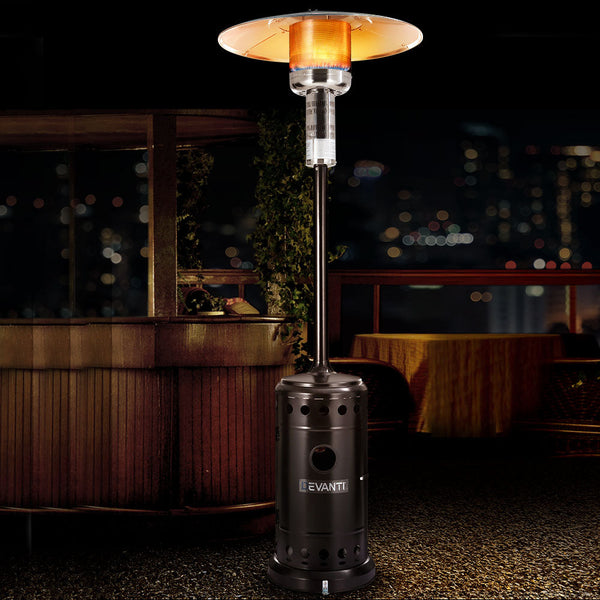 Devanti Portable Gas Patio Heater - Black and Silver Devanti