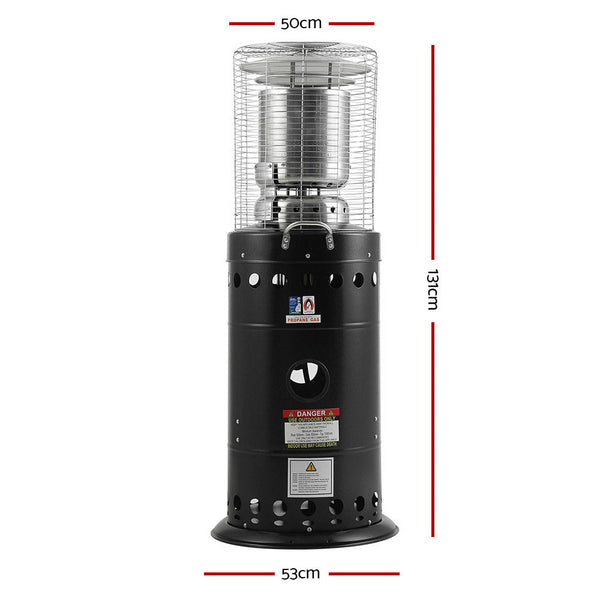 Devanti Gas Patio Outdoor Heater Propane Butane LPG Portable Heater Stand Steel Black Devanti