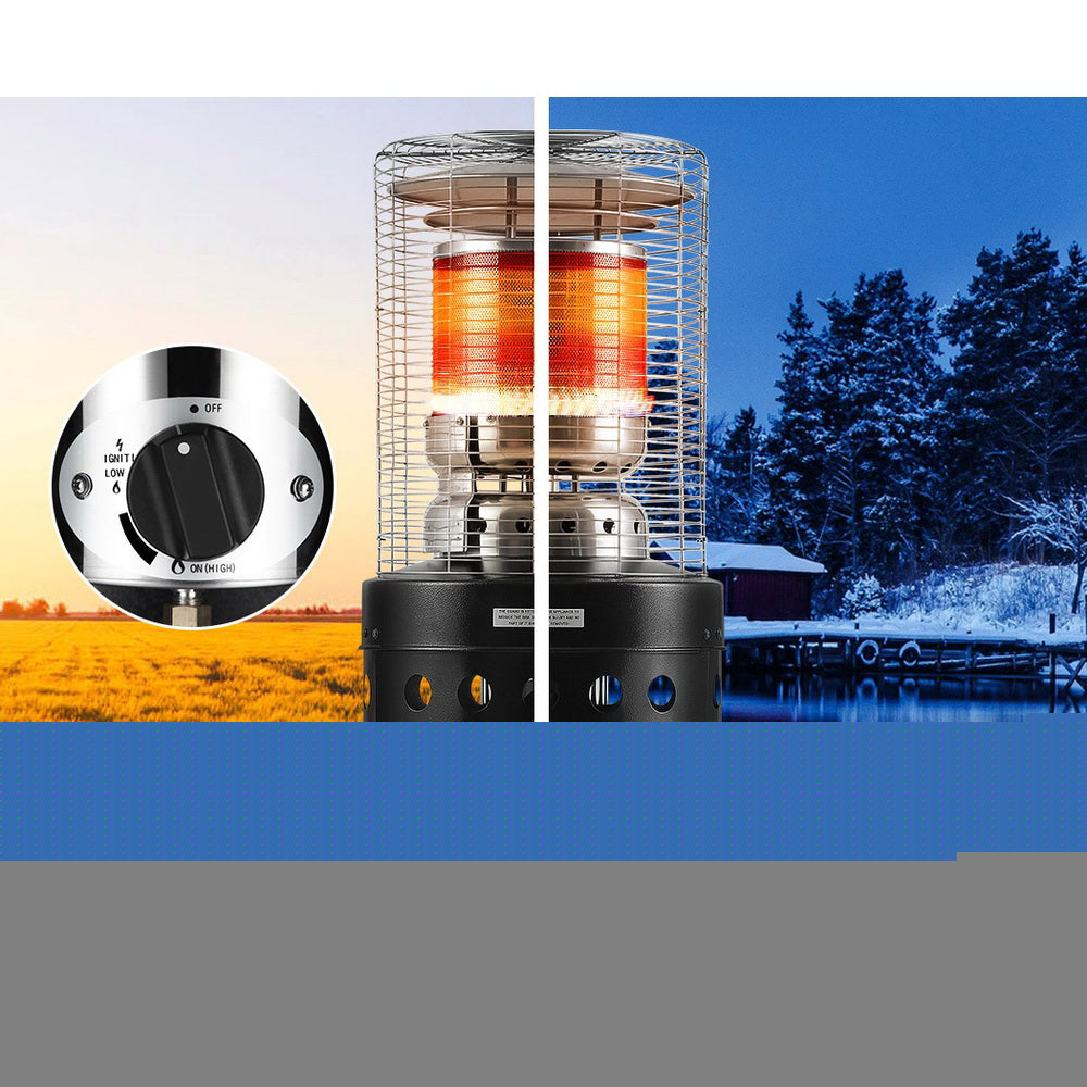 Devanti Gas Patio Outdoor Heater Propane Butane LPG Portable Heater Stand Steel Black Devanti