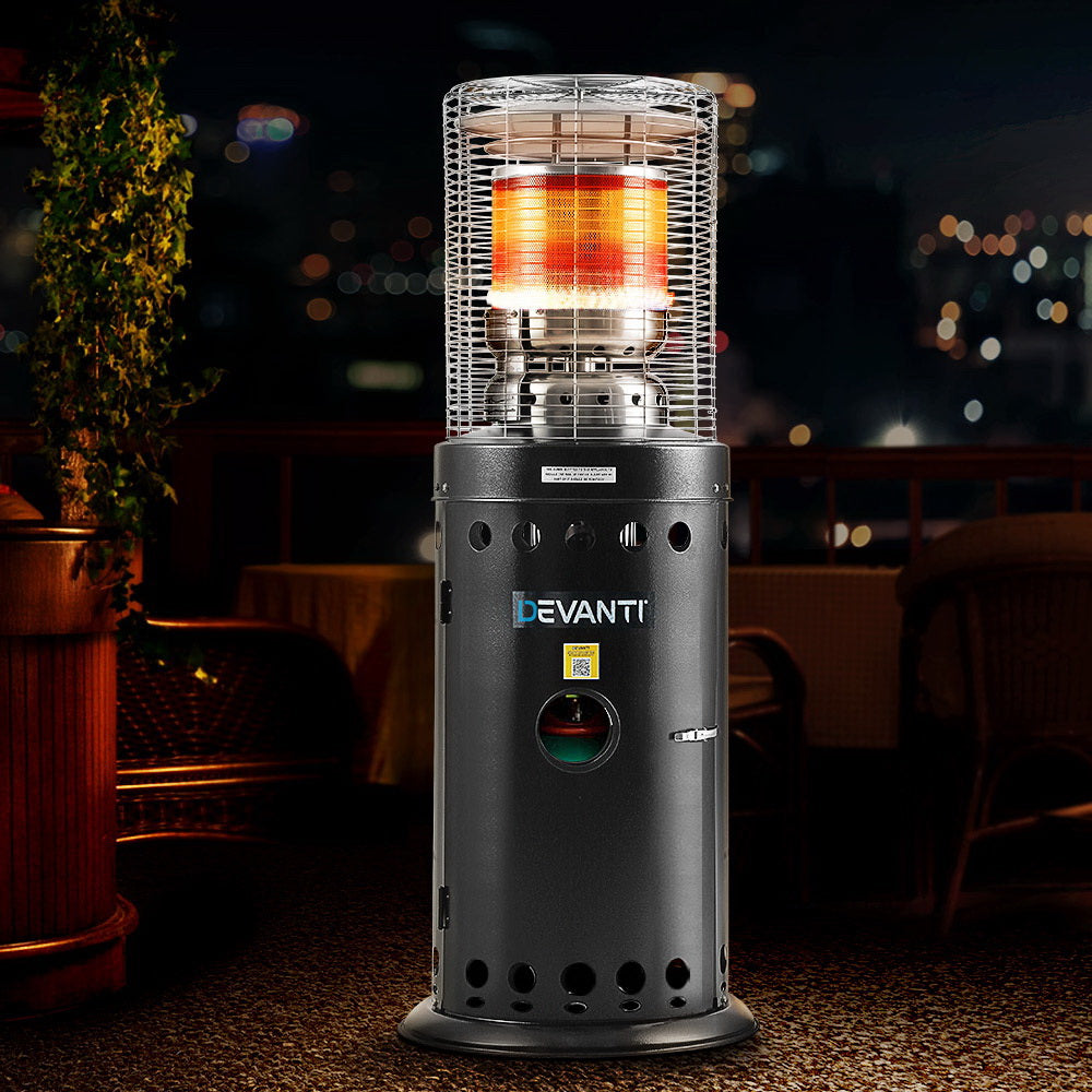 Devanti Gas Patio Outdoor Heater Propane Butane LPG Portable Heater Stand Steel Black Devanti