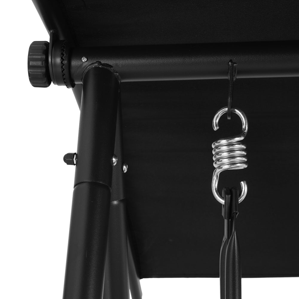 Gardeon Outdoor Swing Chair Garden Bench 2 Seater Canopy Patio Furniture Black Gardeon