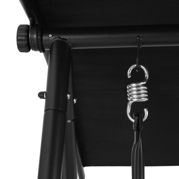 Gardeon Outdoor Swing Chair Garden Bench 2 Seater Canopy Patio Furniture Black Gardeon