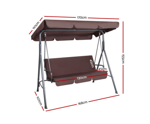 Gardeon Outdoor Swing Chair Hammock 3 Seater Garden Canopy Bench Seat Backyard freeshipping - Awezingly