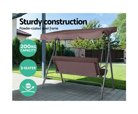 Gardeon Outdoor Swing Chair Hammock 3 Seater Garden Canopy Bench Seat Backyard freeshipping - Awezingly
