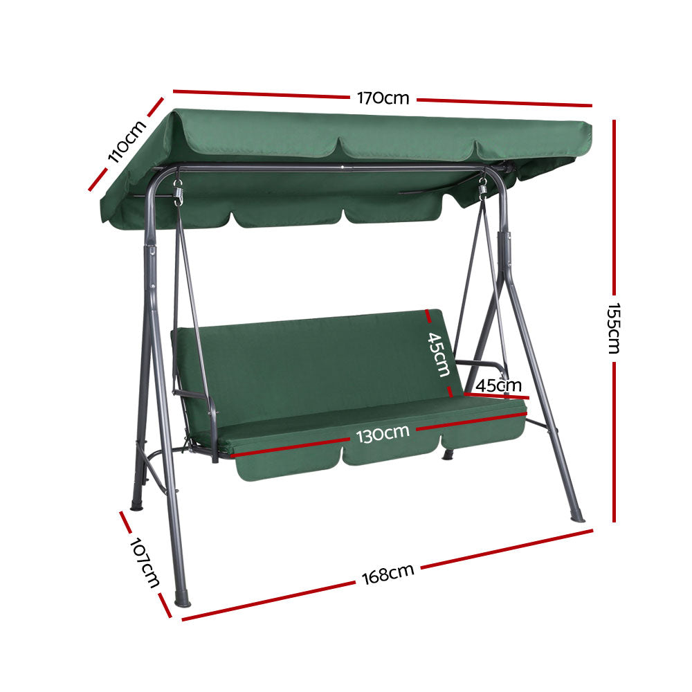Gardeon Swing Chair Hammock Outdoor Furniture Garden Canopy Bench Seat Green Gardeon