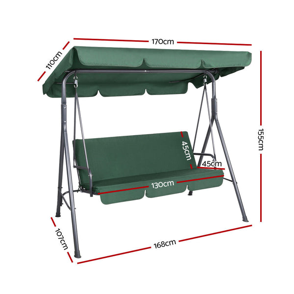 Gardeon Swing Chair Hammock Outdoor Furniture Garden Canopy Bench Seat Green Gardeon