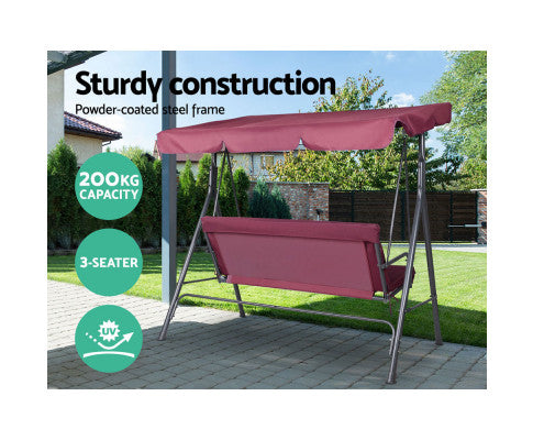 Gardeon Outdoor Swing Chair Hammock 3 Seater Garden Canopy Bench Seat Backyard freeshipping - Awezingly
