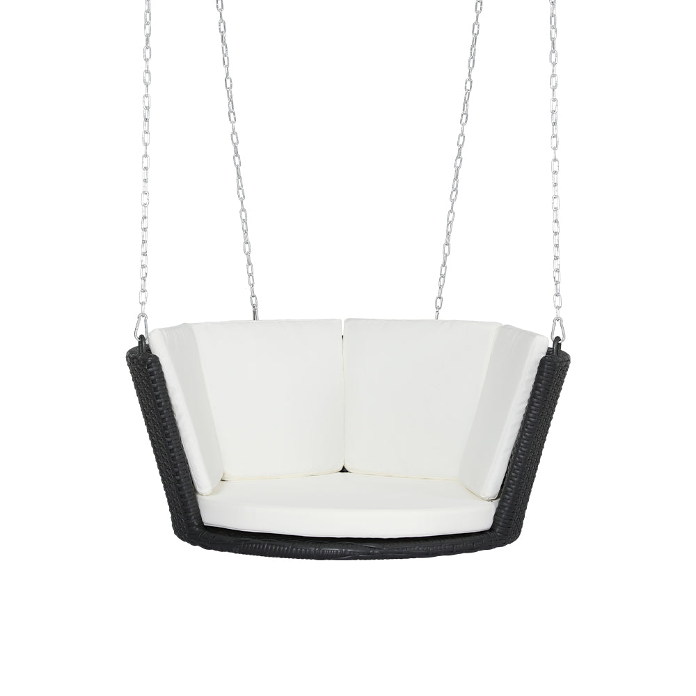 Gardeon Rattan Porch Swing Chair With Chain Cushion Outdoor Furniture Black Gardeon