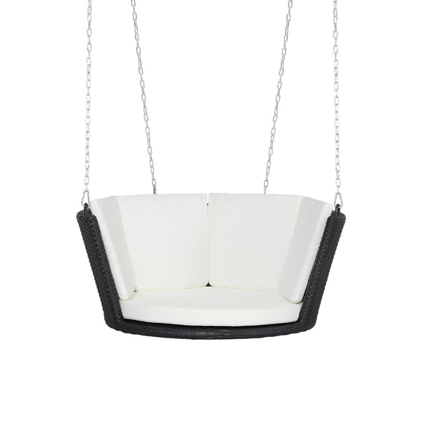 Gardeon Rattan Porch Swing Chair With Chain Cushion Outdoor Furniture Black Gardeon