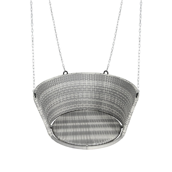 Gardeon Rattan Porch Swing Chair With Chain Cushion Outdoor Furniture Grey Gardeon