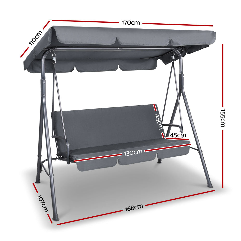 Gardeon Swing Chair with Canopy - Grey freeshipping - Awezingly