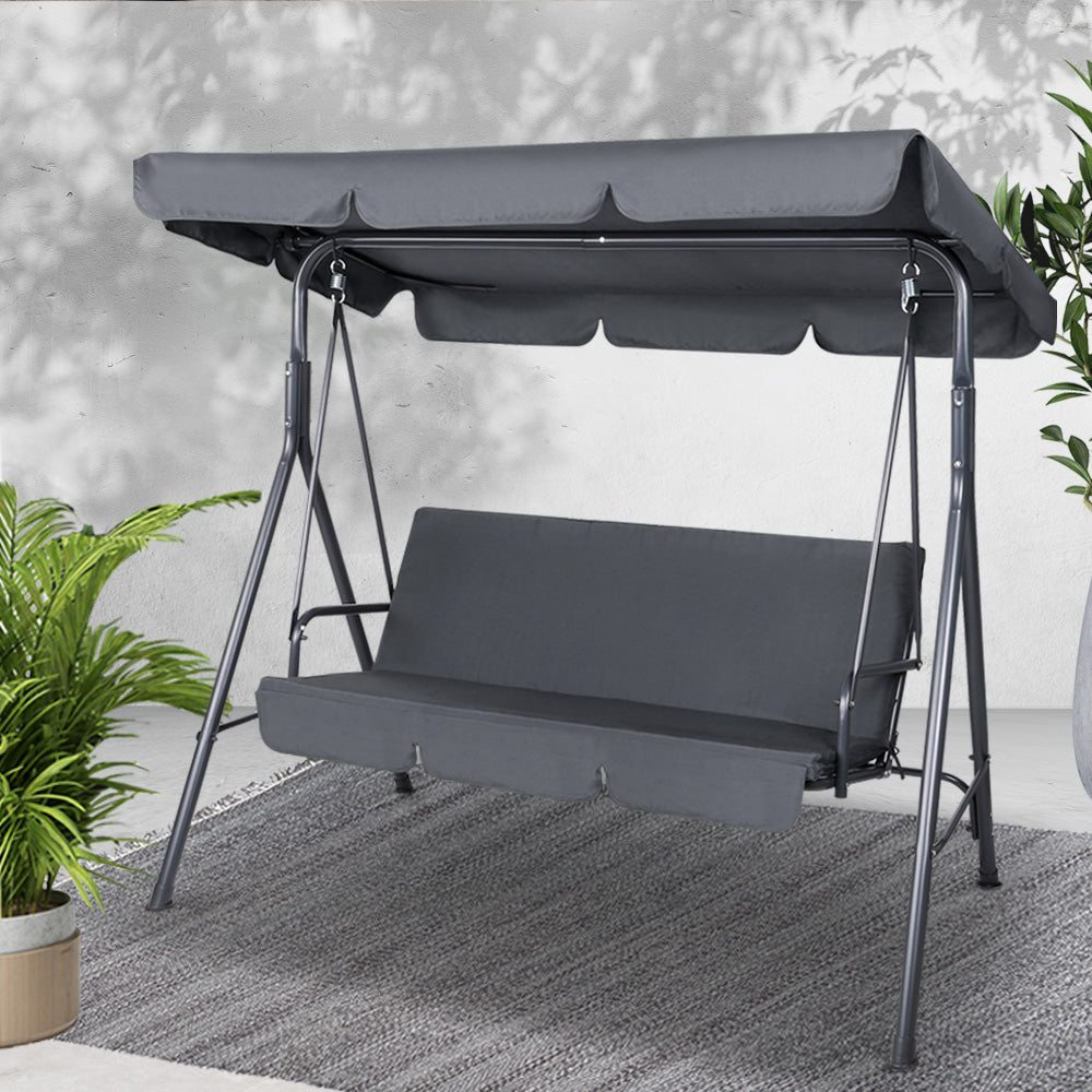 Gardeon Swing Chair with Canopy - Grey freeshipping - Awezingly