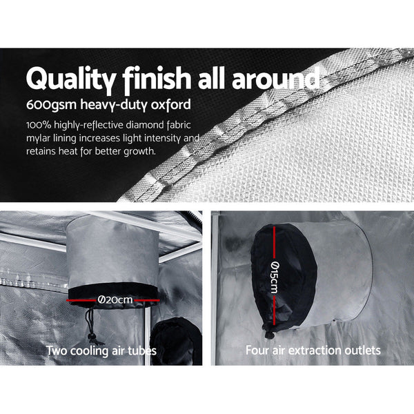 Greenfingers Hydroponics Grow Tent Kits Hydroponic Grow System 2.4m x 1.2m x 2m 600D Oxford Greenfingers