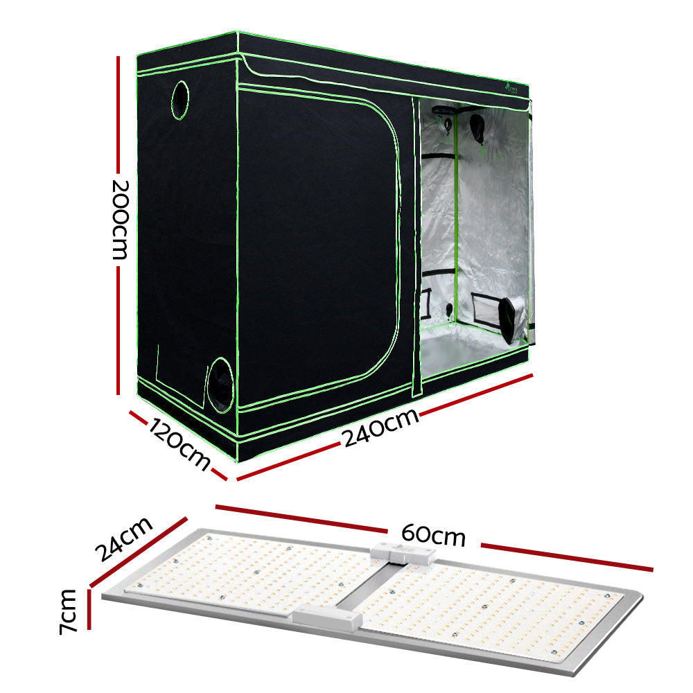 Greenfingers Grow Tent 2200W LED Grow Light Hydroponic Kit System 2.4x1.2x2M Greenfingers
