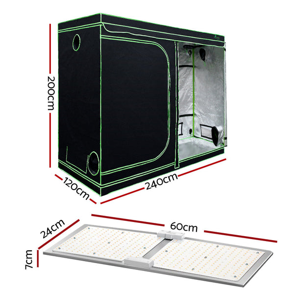 Greenfingers Grow Tent 2200W LED Grow Light Hydroponic Kit System 2.4x1.2x2M Greenfingers