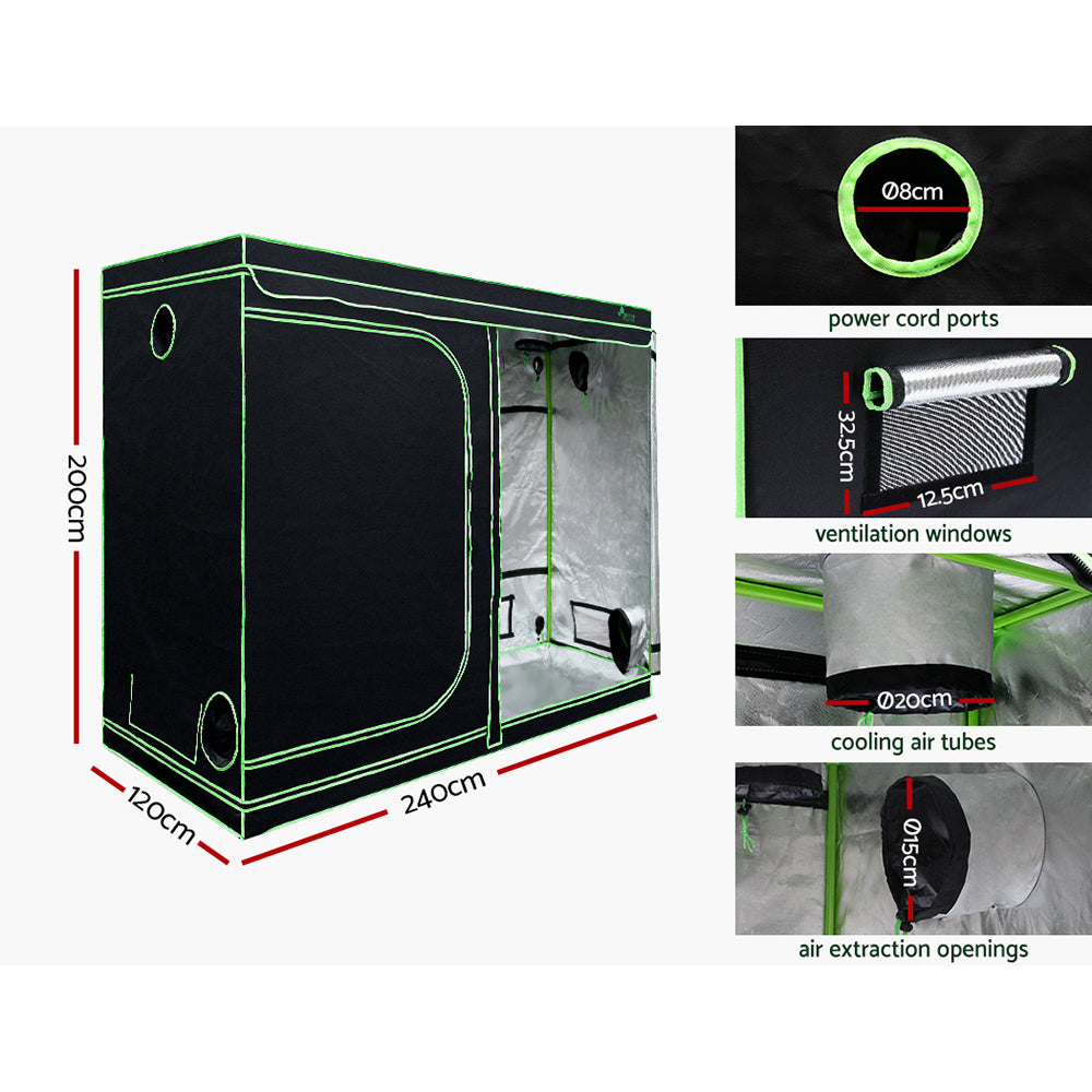 Greenfingers Grow Tent 2200W LED Grow Light Hydroponic Kit System 2.4x1.2x2M Greenfingers