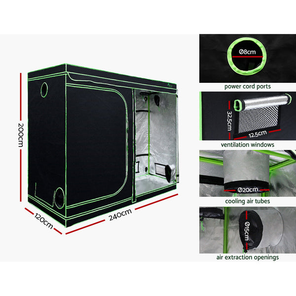 Greenfingers Grow Tent 2200W LED Grow Light Hydroponic Kit System 2.4x1.2x2M Greenfingers