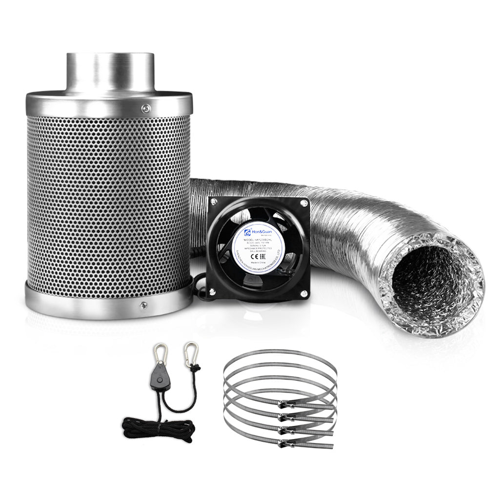 Greenfingers Hydroponics Grow Tent Ventilation Kit Vent Fan Carbon Filter Duct Ducting 4 inch Greenfingers