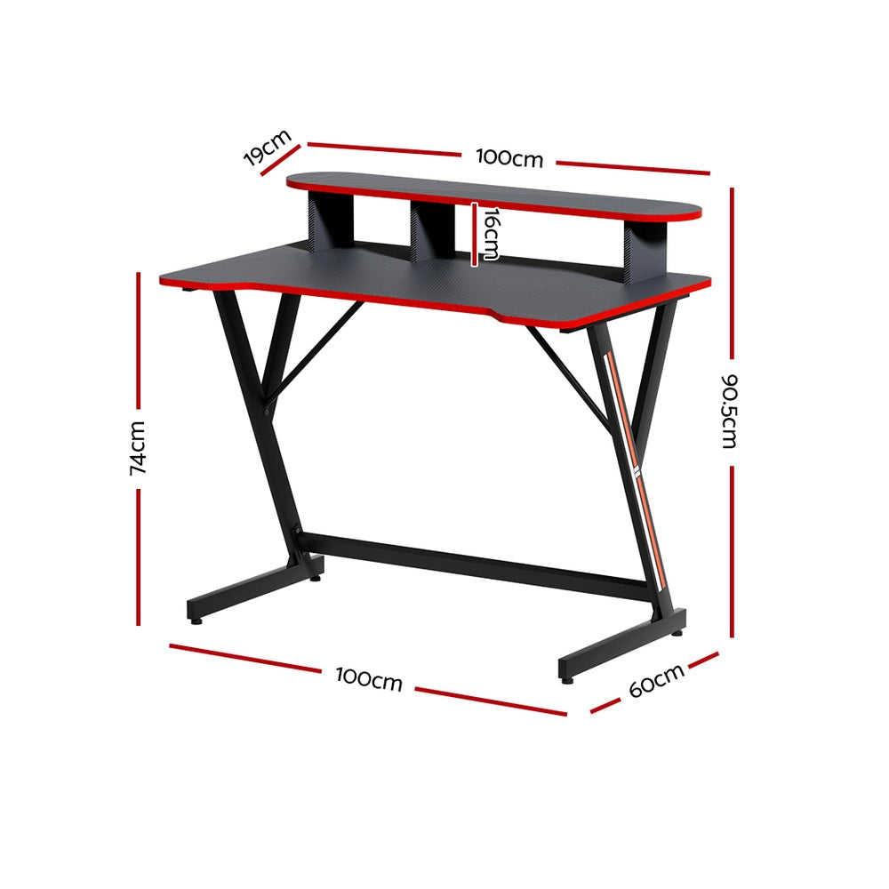 Artiss Gaming Desk Computer Desks Table 2-Tiers Storage Study Home Ofiice 100CM Artiss