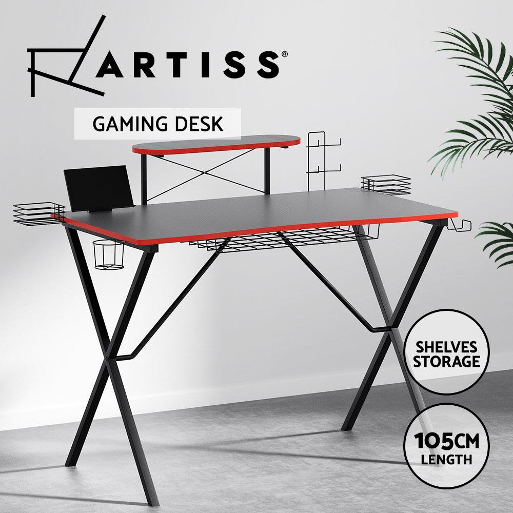 Artiss Gaming Desk Computer Desks Table Storage Shelves Study Home Ofiice 105CM Artiss