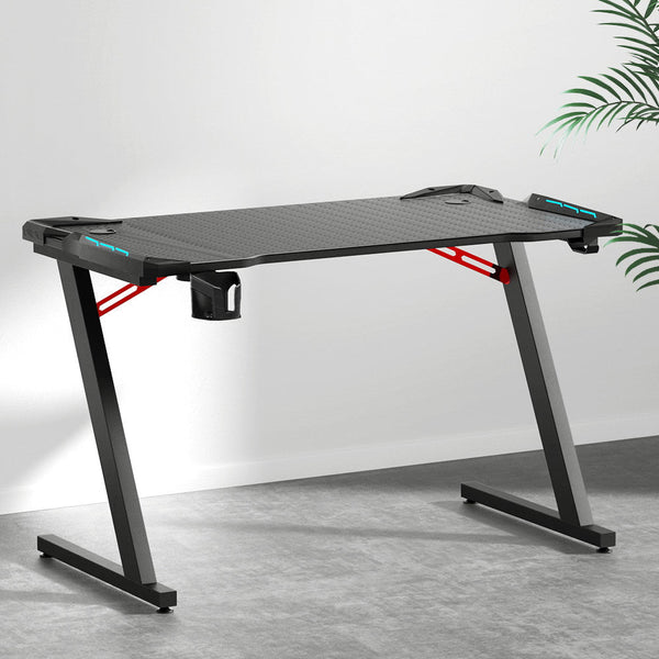 Artiss Gaming Desk Computer Desks Table Study Home Ofiice RGB LED Light 120CM Artiss