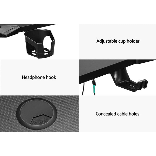 Artiss Gaming Desk Computer Desks Table Study Home Ofiice RGB LED Light 140CM Artiss