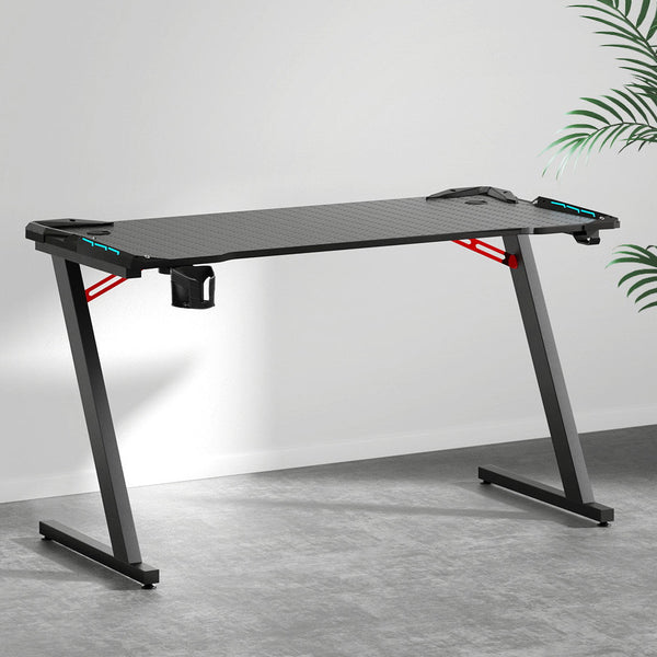 Artiss Gaming Desk Computer Desks Table Study Home Ofiice RGB LED Light 140CM Artiss