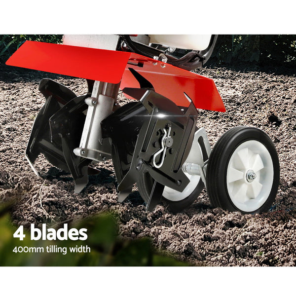 Giantz 88CC Tiller Rototiller Cultivator 4 Blades Garden Soil Power Rotary Hoe Giantz
