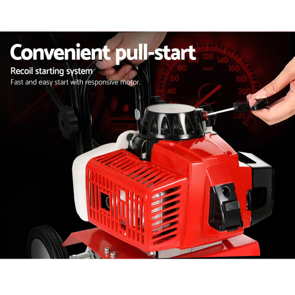 Giantz 88CC Tiller Rototiller Cultivator 6 Blades Garden Soil Power Rotary Hoe Giantz