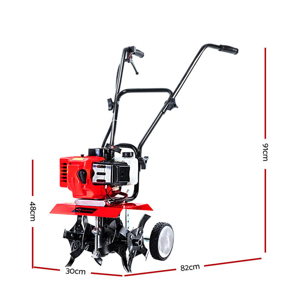 Giantz 88CC Petrol Garden Cultivator Tiller Rotary Hoe 4 Tine Rototiller Giantz