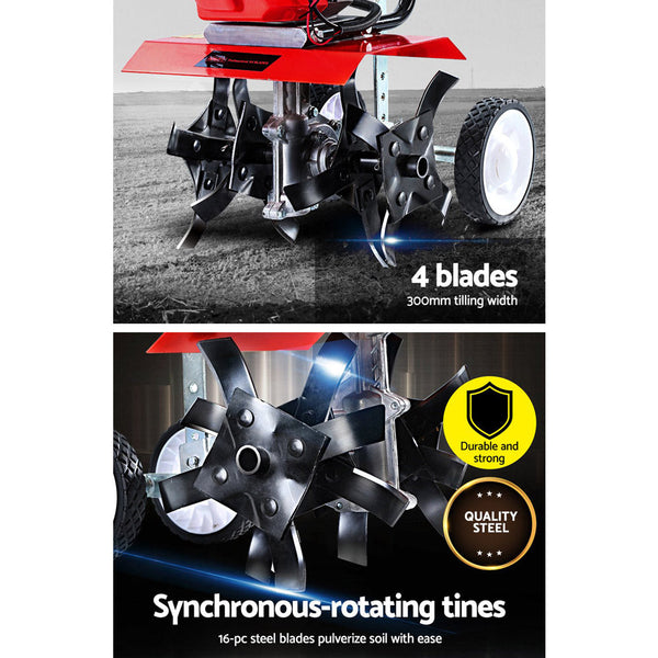 Giantz 72CC Garden Cultivator Tiller Petrol Rotary Hoe 16 Tines Rototiller Giantz