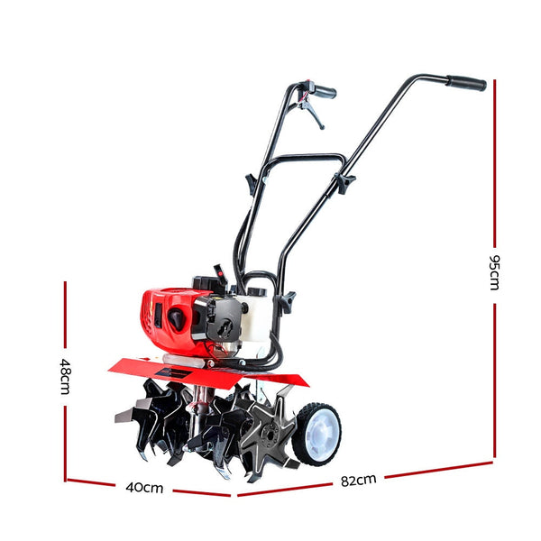 Giantz 72CC Garden Cultivator Tiller Petrol Rotary Hoe 36 Tines Rototiller Giantz