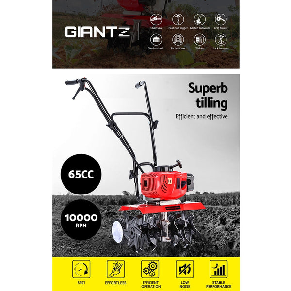 Giantz 72CC Garden Cultivator Tiller Petrol Rotary Hoe 36 Tines Rototiller Giantz