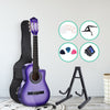Alpha 34 Inch Guitar Classical Acoustic Cutaway Children 1/2 Size Purple with Capo Tuner