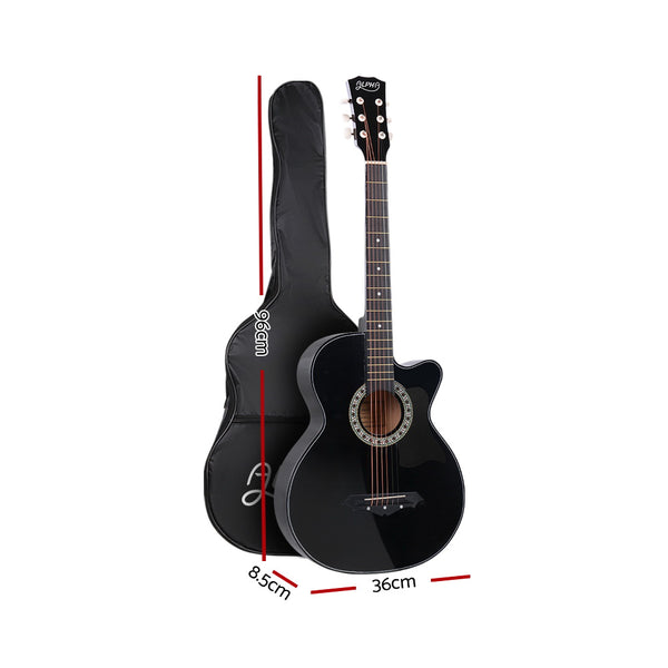 ALPHA 38 Inch Wooden Acoustic Guitar Black freeshipping - Awezingly