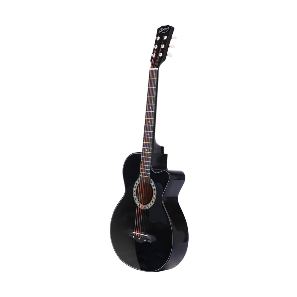 ALPHA 38 Inch Wooden Acoustic Guitar with Accessories set Black freeshipping - Awezingly