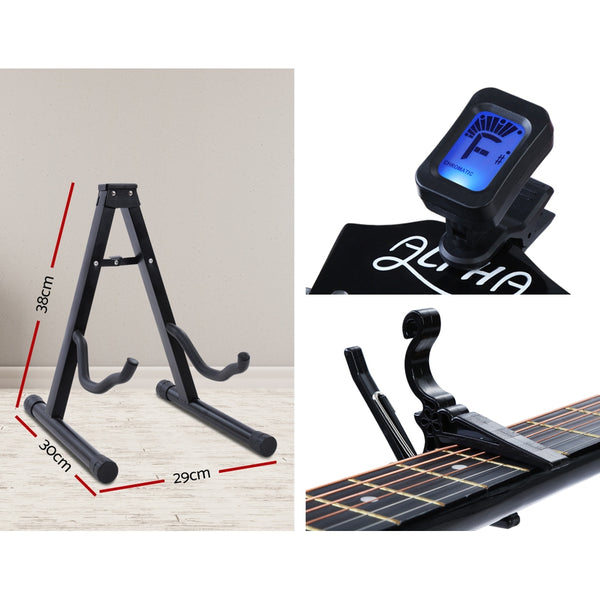 ALPHA 38 Inch Wooden Acoustic Guitar with Accessories set Black freeshipping - Awezingly