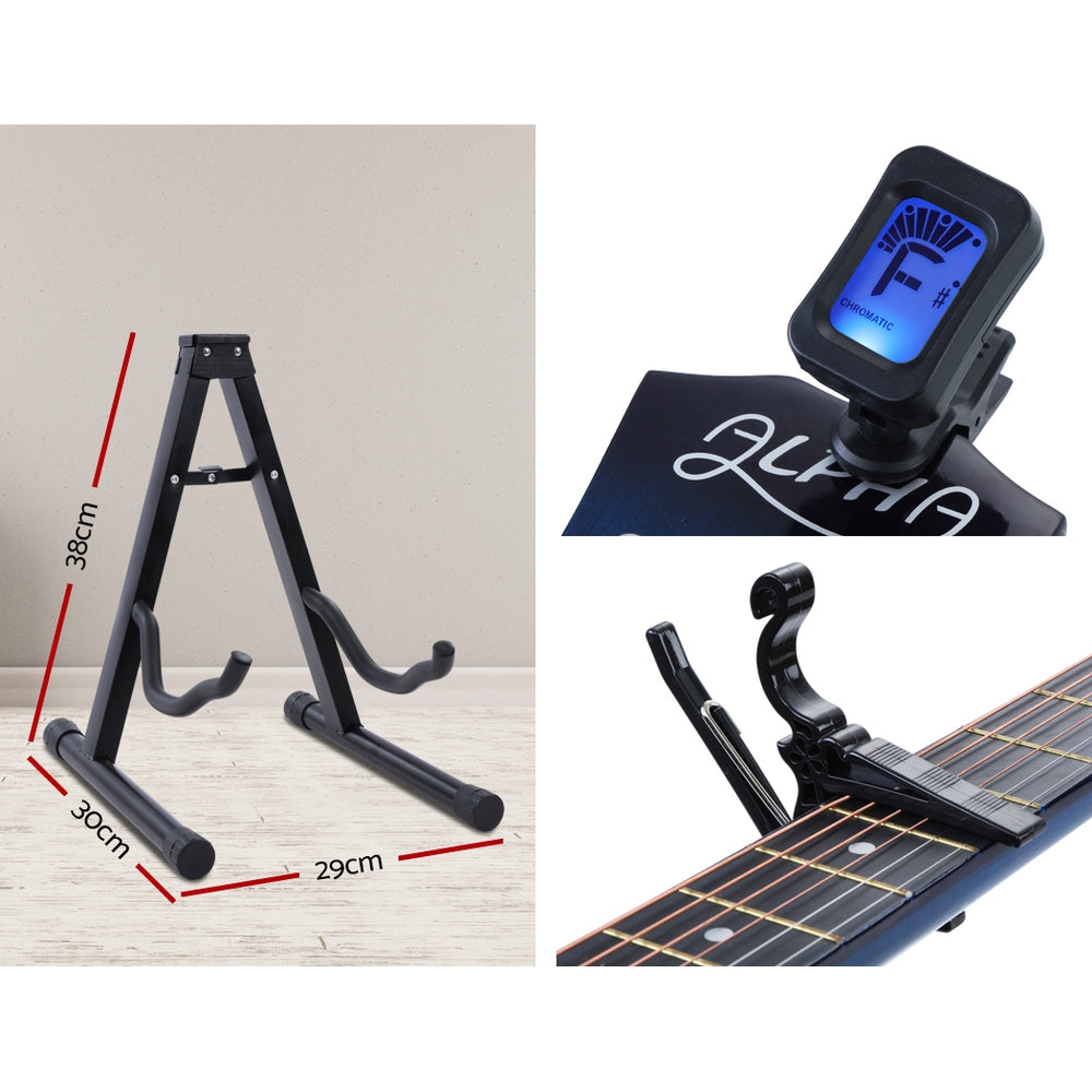 ALPHA 38 Inch Wooden Acoustic Guitar with Accessories set Blue freeshipping - Awezingly