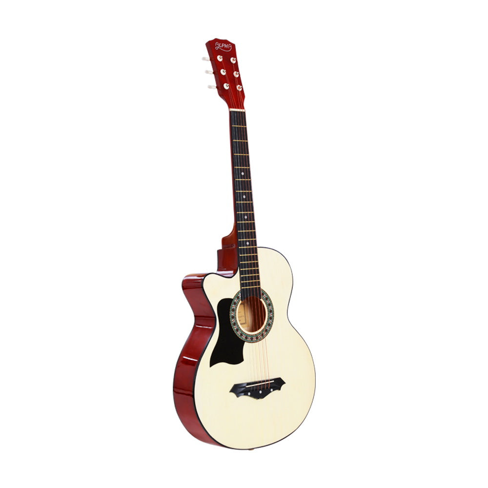 ALPHA 38 Inch Wooden Acoustic Guitar Left handed - Natural Wood freeshipping - Awezingly