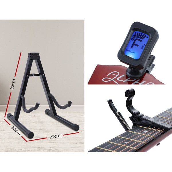 ALPHA 38 Inch Wooden Acoustic Guitar Left handed with Accessories set Natural Wood freeshipping - Awezingly