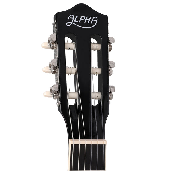 Alpha 39 Inch Classical Guitar Wooden Body Nylon String Beginner Gift Black Alpha